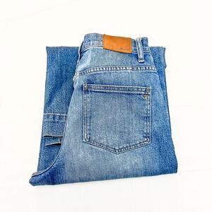 Madewell Wide-Leg Faded Distressing Crop Zip Fly Denim Jeans Size 27